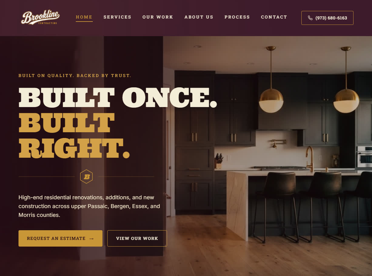 Brookline Contracting website screenshot