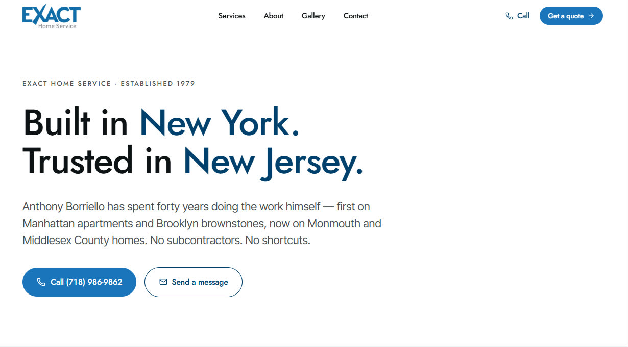 Exact Home Service website screenshot