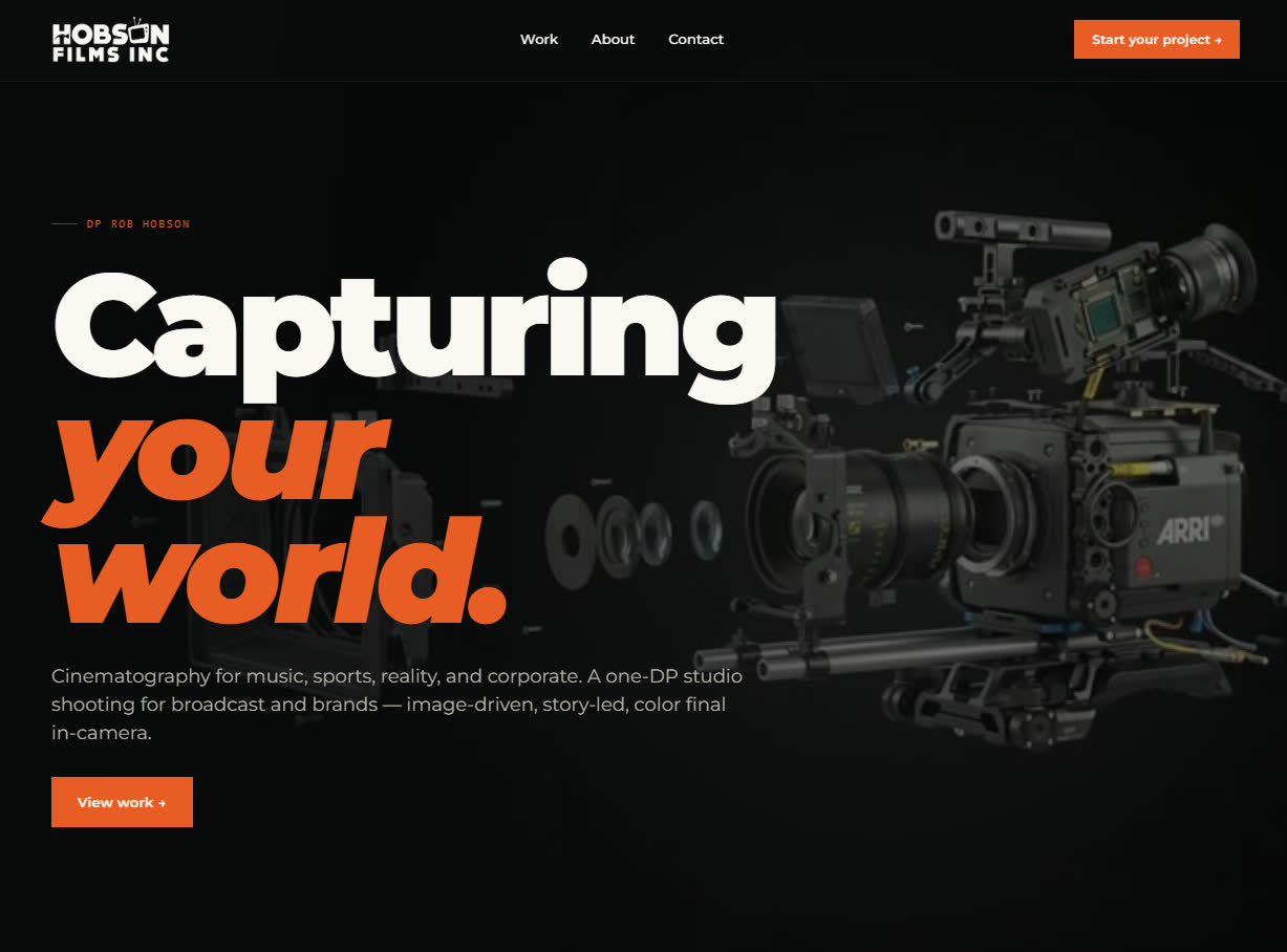 Hobson Films website screenshot