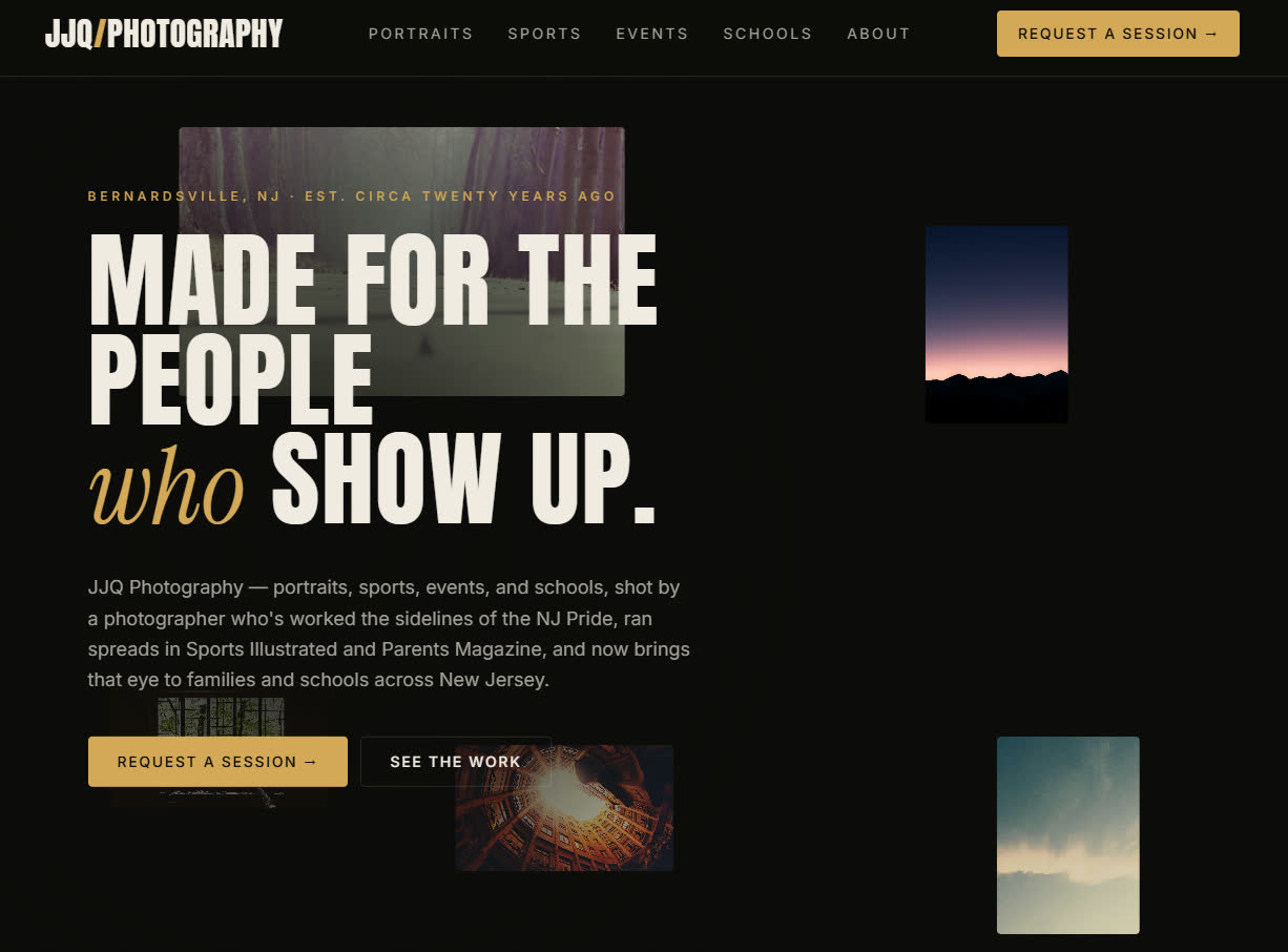 JJQ Photography website screenshot